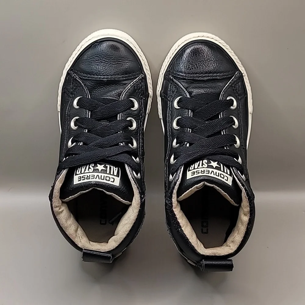 Converse All Star Chuck Taylor Mid Sneakers Junior Kids Size 10.5 Black Leather